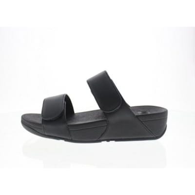 FitFlop Lulu Adjustable Leather Slides Dames Slippers - Zwart