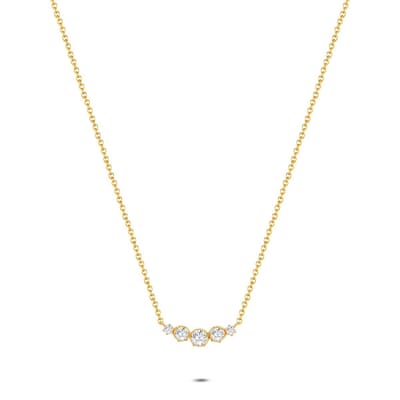 Twice As Nice Halsketting in 18kt verguld zilver, zirkonia Goudkleurig 40cm+5cm