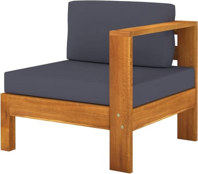 Loungebank Middenstuk - Tuinbank Outdoor - Buiten Ontspannen - Massief Acaciahout - Met 1 Armleuning - Donkergrijs