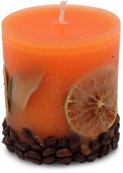 Potpourri geurkaars Orange met een zachte noot van sinasappel en koffie - 7x8 cm handgemaakte geurkaars
