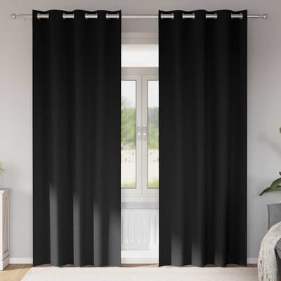vidaXL Zwart-out Gordijnen met Ringen 2 st Zwart 225 x 140 cm
