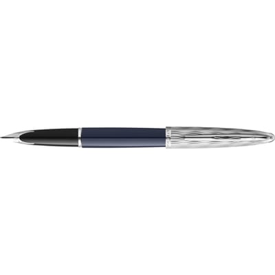Waterman Carène vulpen | Metaal-blauwe lak met palladium detail | Gebeitelde dop | 18k gouden medium penpunt