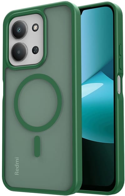 Hoesje Geschikt voor Xiaomi Redmi 15C - Compatibel met MagSafe / Qi2 - Matte Beschermhoes - Back Cover met Magneet - Groen