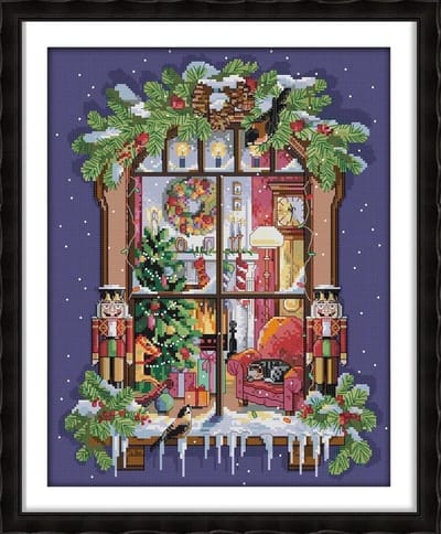 Kruissteek Kits voor Kerstdecoratie - Pre-afgedrukt of Niet, DIY Borduurwerk Starter Kit voor Volwassenen en Kinderen, 14CT 11 × 16 inch