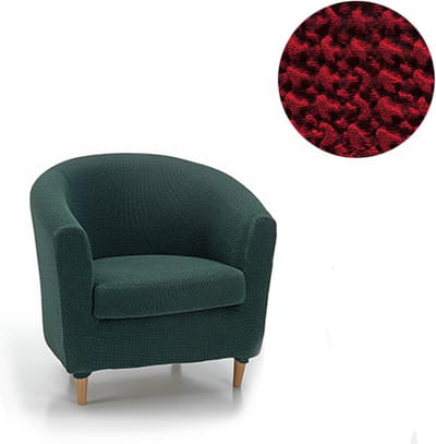 Fauteuilhoes Milan Rond - 70 tot 80cm breed - Rood - Bi-stretch, Ademend katoen - Fauteuilhoezen voor Kuipstoelen