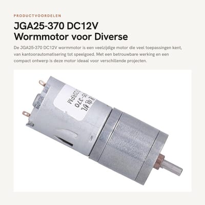 Dailygoods - JGA25-370 DC12V Wormmotor voor Diverse Toepassingen