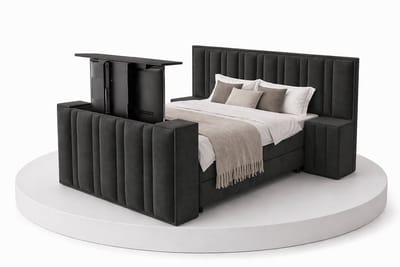 Boxspring CineLux TV-Lift - 160x200 Compleet - Met nachtkastjes - Antraciet - BalBedden