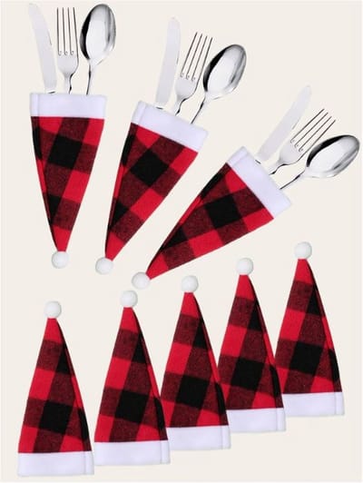 Bestekzakjes / 10 stuks / Kerst / Christmas / Kerstmuts / Tafelen / Eten
