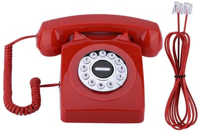Dailygoods- Vaste Telefoon Vintage Retro - Draadloze Communicatie - Antieke Telefoon - Nummeropslag - Rood - Schokbestendig Design
