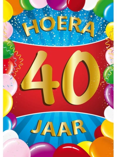 Bellatio Decorations Verjaardag deurposter - 40 jaar - multi - 59 x 84 cm - feestartikelen