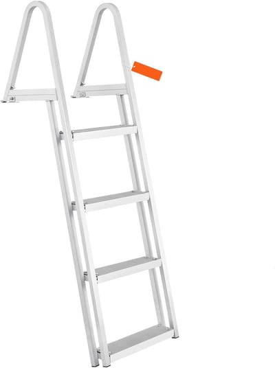 Afneembare Dockladder – 4 Treden – 159 kg Draagvermogen – Aluminiumlegering met 4 Inch Brede Treden – Antislip Rubberen Mat – Eenvoudige Installatie voor Schepen, Meren, Zwembaden en de Zee
