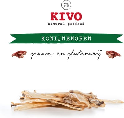 Kivo Petfood Hondensnack Konijnen oren 100 gram - Graanvrij