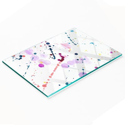 Keukenplank van gehard glas met abstracte stippenprint, 80x52 cm