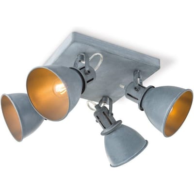 Home Sweet Home - Industriële Plafondspots - Cementkleur - Met 4 E14 Fitting - Metaal Spotlights - 23 x 23 x 20.5cm - Voor woonkamer en slaapkamer