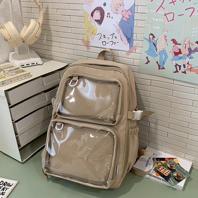 Nieuwe Transparante Rugzak Lichtgewicht en Simpel Rugzak voor Middelbare School Studenten Koreaanse Casual Rugzak met Grote Capaciteit . gray