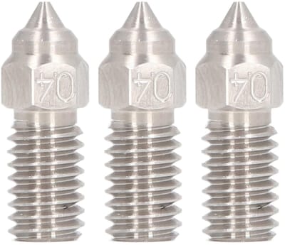Dailygoods- 3D-printermondstuk 0,4 mm - 3 Stuks - Roestvrij Staal - Hoogstroom - Geschikt voor PLA/ABS/PETG - Gladde Binnenwanden - Nozzle