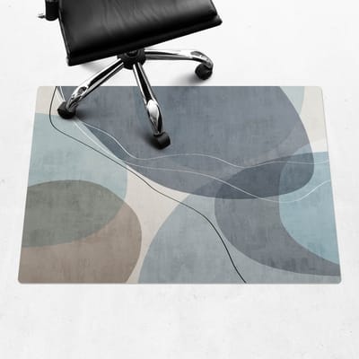 Wallfluent - Vloerbeschermer Abstracte Golven - 100x70 cm - Blauw Vloerbeschermer Bureaustoel - Rechthoekig - Vloerbeschermer Tapijt-Stoel Mat-Kantoordecoraties - Boho-patroon