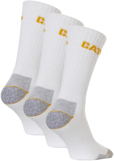 CAT Witte Werksokken Heren Sportsokken Caterpillar Wit - 3 paar - Maat 41-45