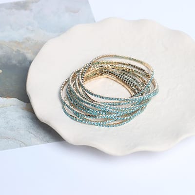 5 Stuks Mode Kristal Strass Elastische Armband Voor Vrouwen Elastische Polsband Bruiloft Armbanden Dagelijkse Vrouwelijke Sieraden Accessoires gray