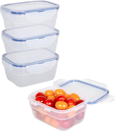 Lock&Lock Diepvriesbakjes - Meal prep bakjes - Vershoudbakjes - 550 ml - Set 4 stuks - In elkaar stapelbaar - 100% lekvrij - BPA vrij - PFAS vrij - Magnetron bakjes met deksel - Diepvriesdozen - Bewaarbakjes - Vershouddoos - Transparant