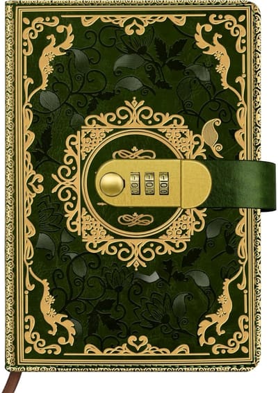 longziming -Afsluitbaar dagboek - Agenda - Mechanisch combinatieslot met 3 cijfers - PU-leer met vintage reliëf en hot stamping - Privacybescherming en elegant design - Groen - 1 stuk
