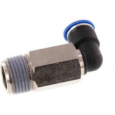 10mm x R1/2'' 90 graden L-verbinding Messing/PA 66 Insteekfitting Buitendraad Lange Huls Draaibaar NBR