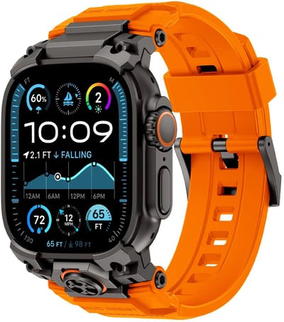 Strap-it Four Claw bandje Siliconen – geschikt voor Apple Watch 1/2/3/4/5/6/7/8/9/10/11/SE/Ultra (2/3) (44/45/46/49mm) – comfortabel, zweetbestendig, verstelbaar – Oranje