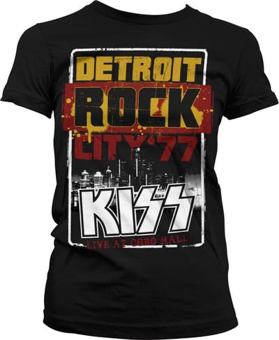 Kiss Detroit -rock Cit- en Girly Tee-dames-T-shirt Zwart