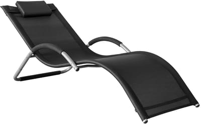 Deniva - Ligstoel - Ligbed - Campingstoel - Strandstoel - Voor Buiten & Tuin - Met kussen - Metalen Frame - Ademende stof