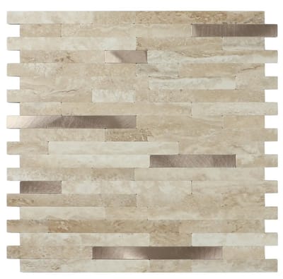 Zelfklevende Mozaïek Steenstrip Japandi Beige