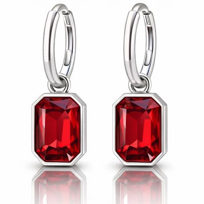 Cilla Jewels Oorringen Zilverkleurig Rood Kristal