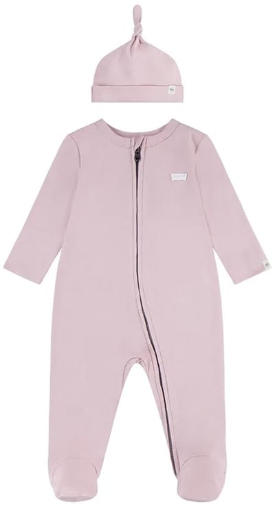 Levi´s ® Kids Footed Coverall Set Met Lange Mouwen Roze 9 Months Kinderen