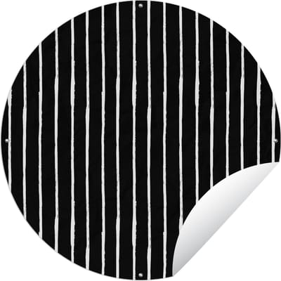 Tuincirkel Strepen - Zwart - Design - Wit - 60x60 cm - Ronde Tuinposter - Buiten