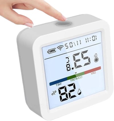 Vochtmeter Klimaatdetector - Binnenhygrometer Digitale - Luchtkwaliteit Bewaken - Real-time Waarschuwingen - 5.6 x 5.6 cm - Wit