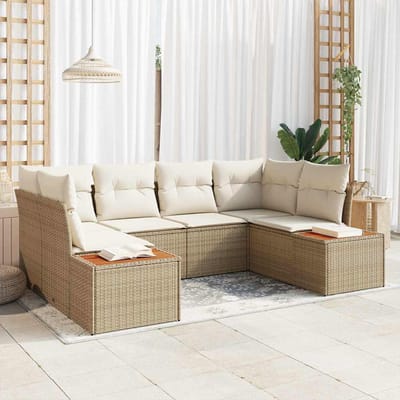 vidaXL - Tuinbank - Set - 6 - st - 6-Aantal - zitplaatsen - Beige - en - Crème