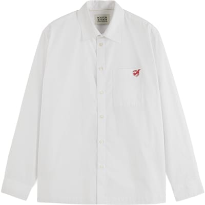 Scotch & Soda Core - The Free Spirit Peace Bird Poplin Shirt White Taglia: L | Camicie Business Outlet | Uomo | Bianco