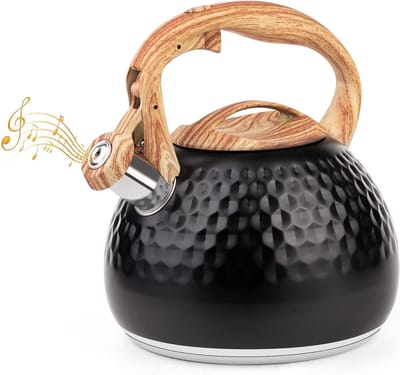Waterkoker met Pijp - Theeketel Fluitketel - Koffie Thee Zetten - Verdikt Roestvrij Staal - 3 Liter - Zwart