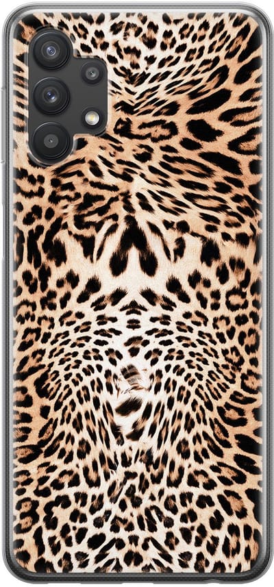 Leuke Telefoonhoesjes - Hoesje geschikt voor Samsung Galaxy A32 5G - Animal print - Soft case - TPU - Luipaardprint - Bruin
