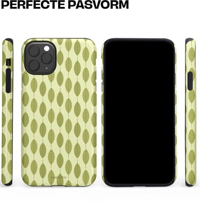 Casetastic hoesje geschikt voor Apple iPhone 11 Pro Max - Dubbellaagse bescherming - Bladerenpracht in het groen - Fashion Case - Crème Olijfgroen