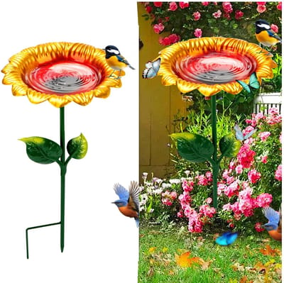 Dailygoods - Vogelbad voor de Tuin - 64 cm Staand Vogelbad van Metaal
