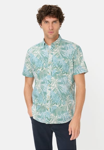 camel active Korte mouwen shirt van puur katoen - Maat menswear-L - Lagunengroen
