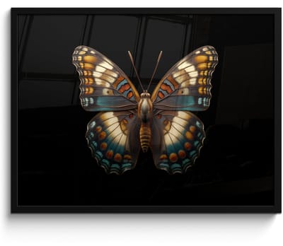 Poster in lijst - Fotolijst 70x50 cm - Posters - Vlinder - Kleurrijk - mozaïekachtig - Posterlijst zwart - Decoratie - Wanddecoratie woonkamer - Muurdecoratie slaapkamer