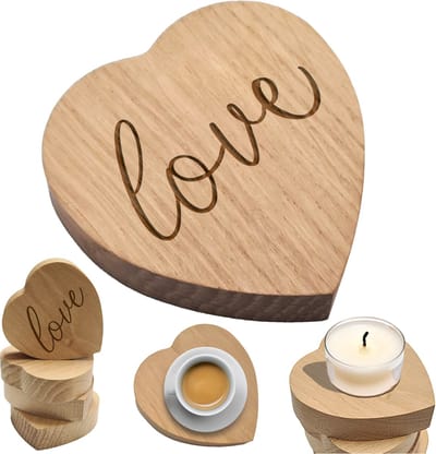 Drewniane dębowe serie - Houten Hartbeeld - LOVE - 8cm - Walentijnscadeau