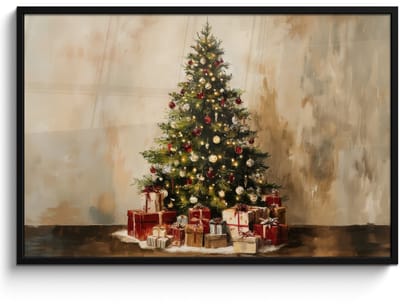Poster in lijst - Fotolijst 120x80 cm - Posters - Kerstboom - Versierd - Kleurrijk - Posterlijst zwart - Decoratie - Wanddecoratie woonkamer - Muurdecoratie slaapkamer - Kerstversiering - Kerstdecoratie voor binnen - Kerstmis