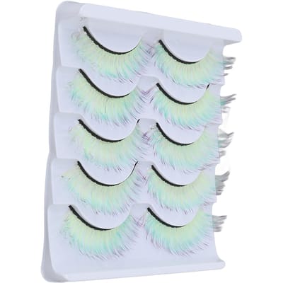 5 stuks Kleurrijke Wimpels Pluizig Delicate Party Nepwimpers Lang Dramatisch Kleurverloop Nepwimpers AG03 white