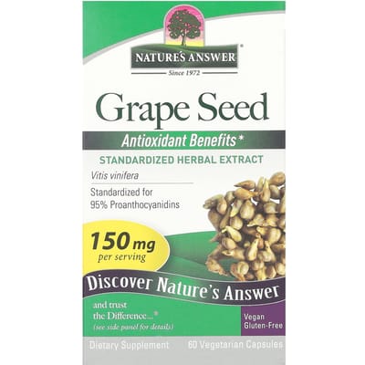 Nature'S Answer, Druivenpit, 150mg, 60 Plantaardige Capsules