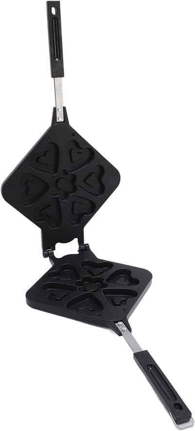 Wafelijzer Hartvorm - Bakvorm Pan - Ontbijt Maken - Dubbelzijdig Bakken - Diameter 22cm - Zwart