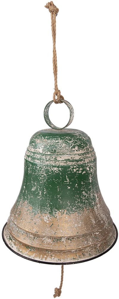 Clayre & Eef Kerstdecoratie Beeld Bel Ø 42x46 cm Groen Metaal