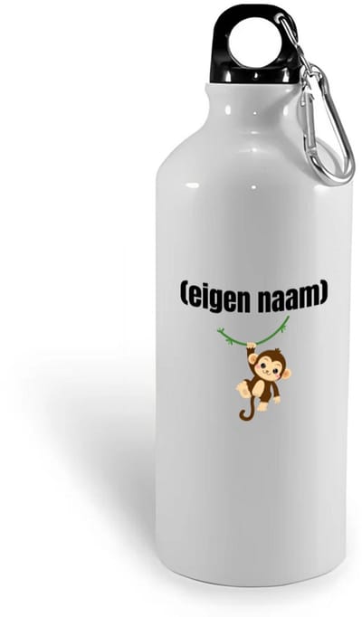 Hacebo® - kleine aap met eigen naam waterfles - Aap - apen liefhebbers - iemand die houdt van apen - verjaardag - cadeau - kado - water fles - 400ML