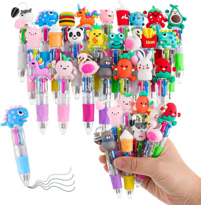 24-delige 4-in-1 Balpen Set, 0.7mm Inklapbare Balpennen, Leuke Pennen voor Kinderen, Studenten en Kantoor, Perfect als Cadeau voor School en Creatieve Projecten